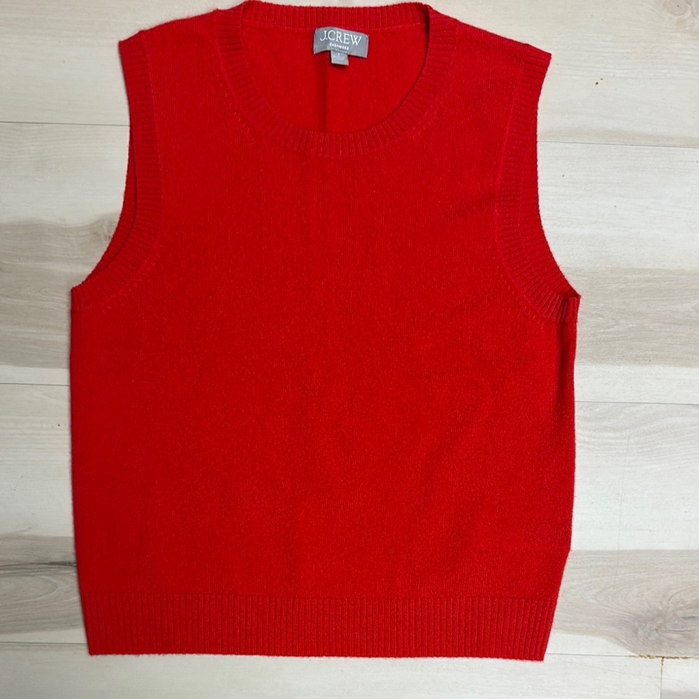 J. Crew Red Cashmere Crewneck Sweater Vest